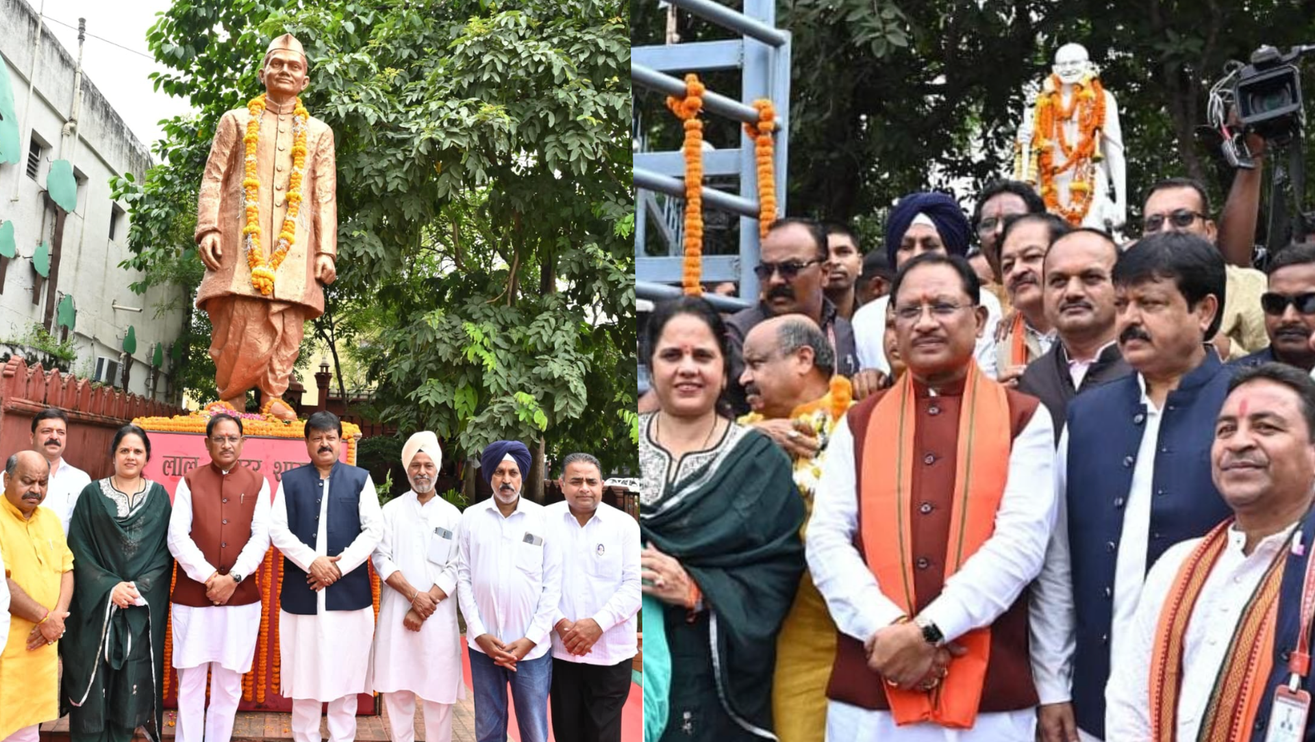 मुख्यमंत्री श्री विष्णुदेव साय ने राष्ट्रपिता महात्मा गांधी और पूर्व प्रधानमंत्री श्री लाल बहादुर शास्त्री की प्रतिमा पर किया माल्यार्पण